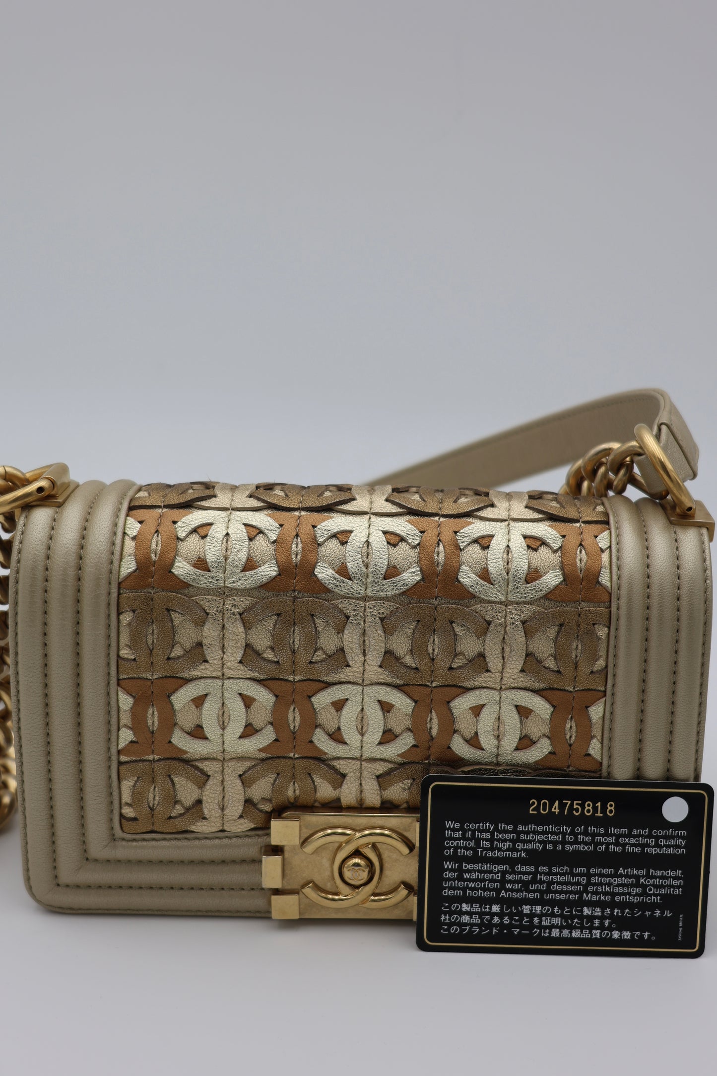 Chanel Limited Edition Small Boy Bag in Gold Metallic Lambskin