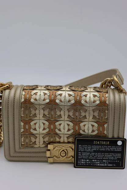 Chanel Limited Edition Small Boy Bag in Gold Metallic Lambskin