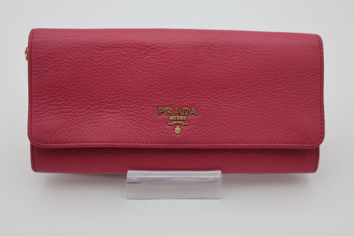 Prada Vitello Calfskin Wallet on Chain Magenta