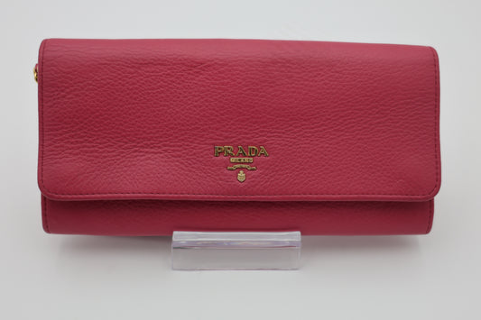 Prada Vitello Calfskin Wallet on Chain Magenta