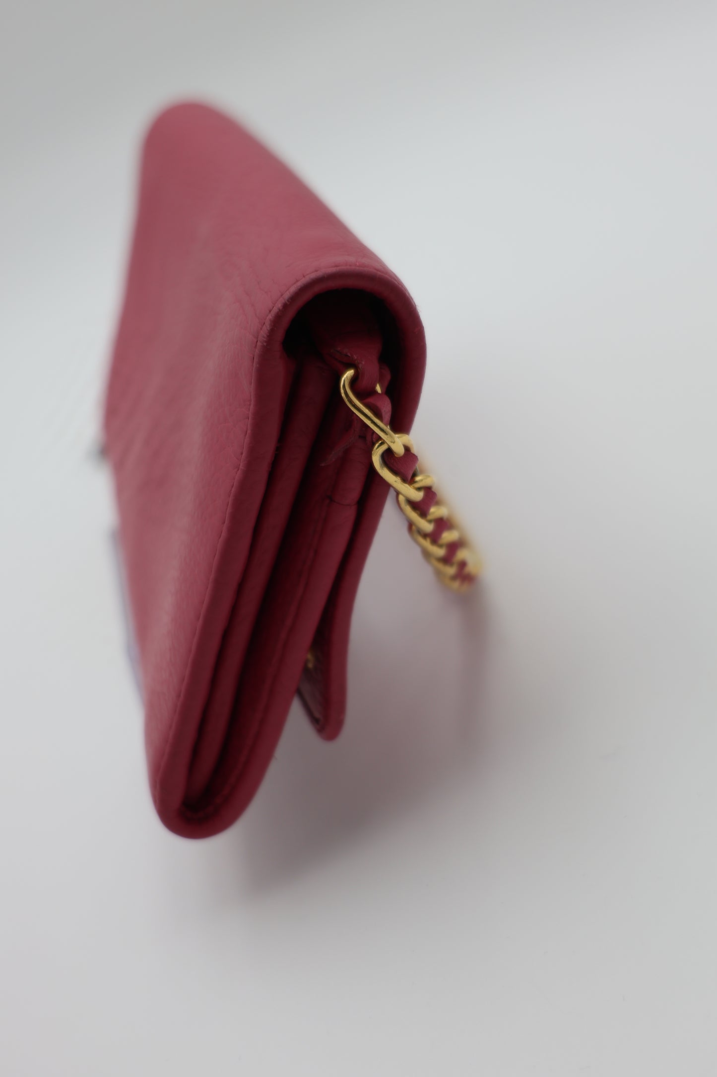 Prada Vitello Calfskin Wallet on Chain Magenta