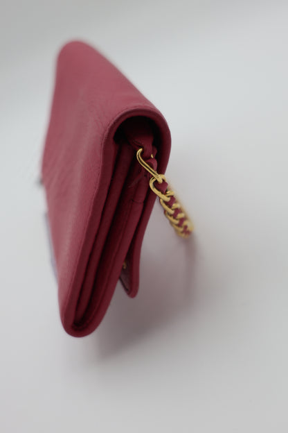 Prada Vitello Calfskin Wallet on Chain Magenta