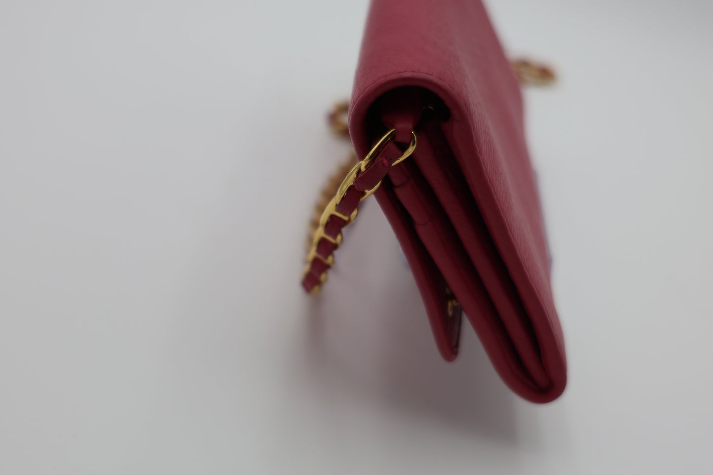 Prada Vitello Calfskin Wallet on Chain Magenta