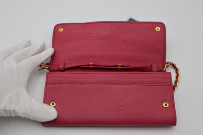 Prada Vitello Calfskin Wallet on Chain Magenta