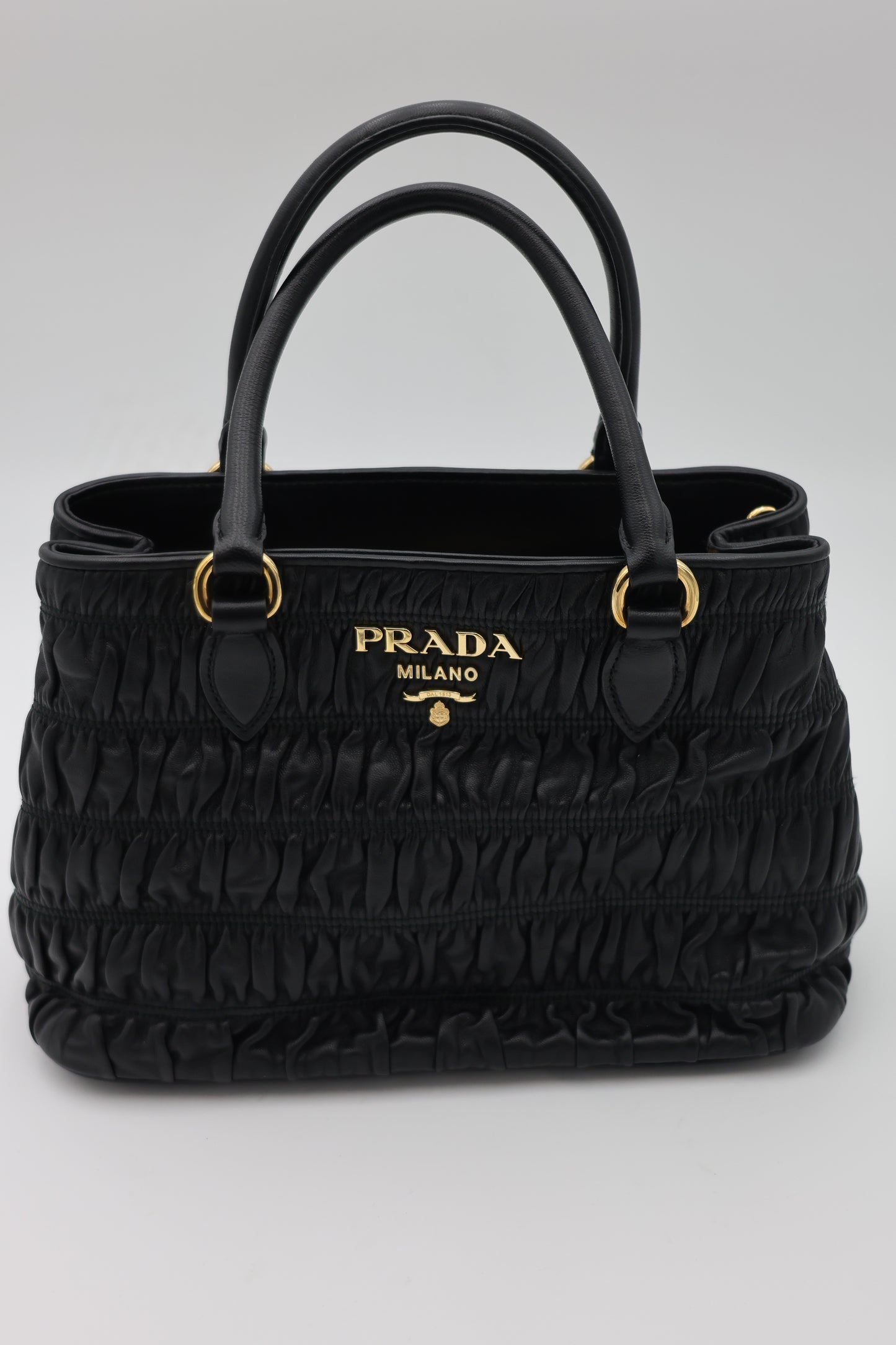 Prada Tessuto Nappa Leather Gaufre Small Tote Black