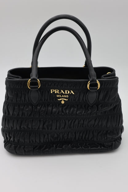 Prada Tessuto Nappa Leather Gaufre Small Tote Black