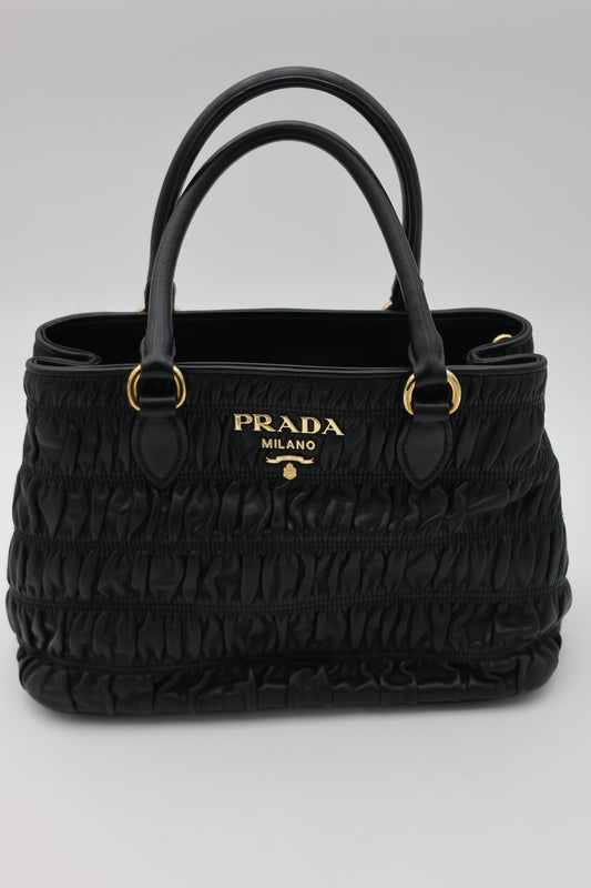 Prada Tessuto Nappa Leather Gaufre Small Tote Black