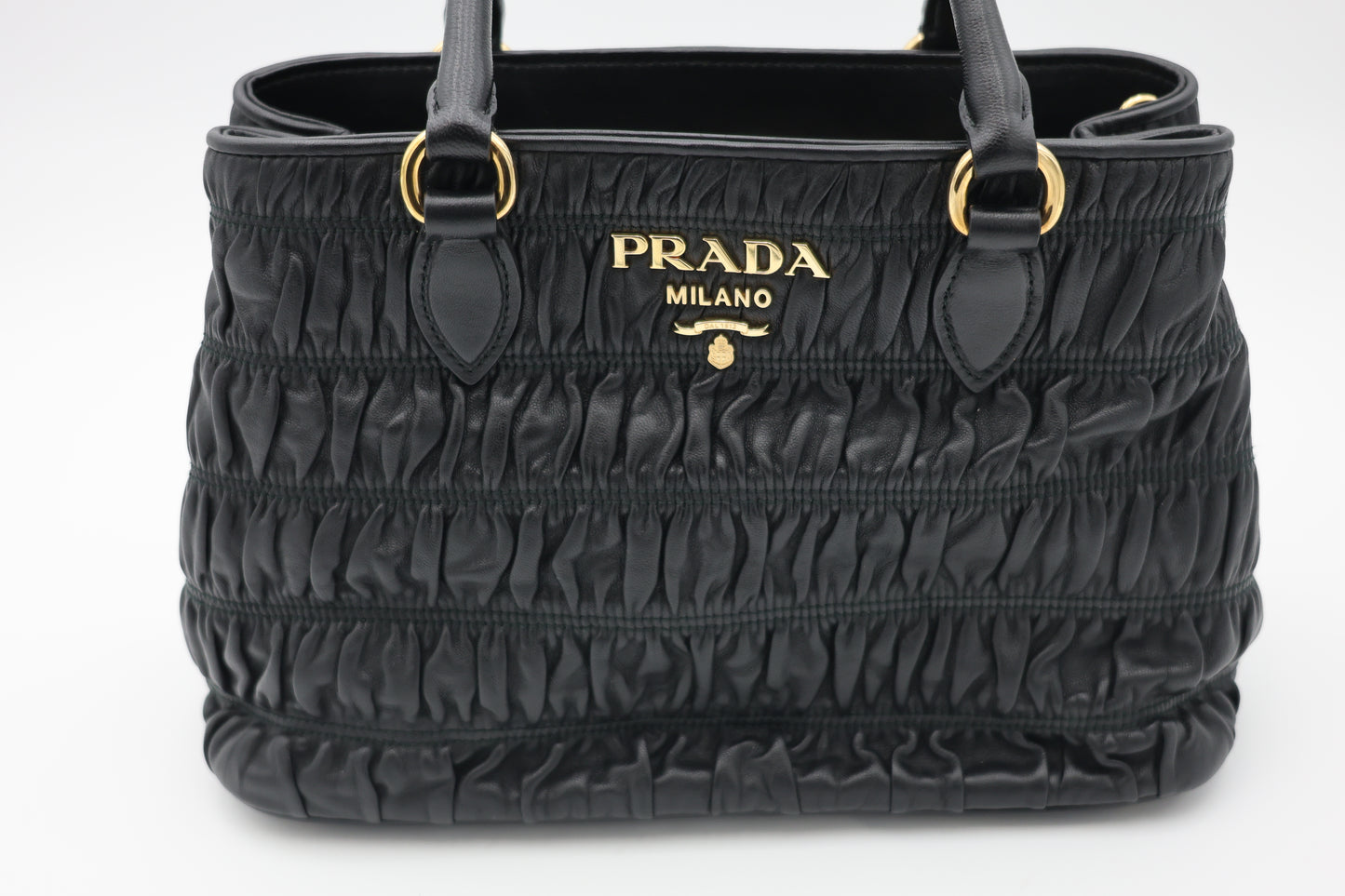 Prada Tessuto Nappa Leather Gaufre Small Tote Black