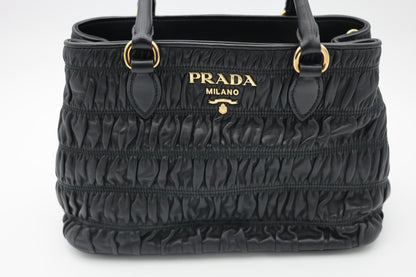 Prada Tessuto Nappa Leather Gaufre Small Tote Black