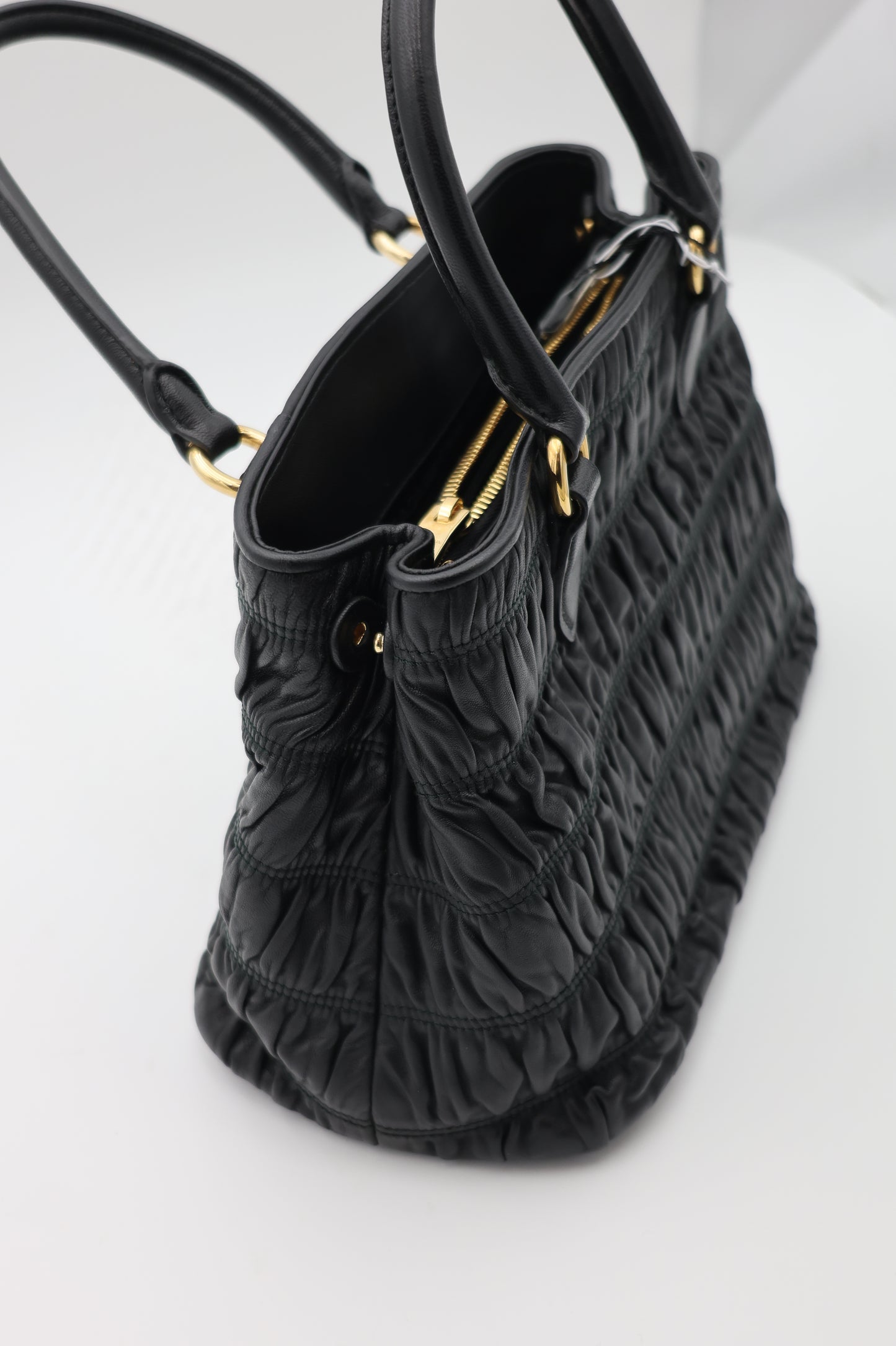 Prada Tessuto Nappa Leather Gaufre Small Tote Black