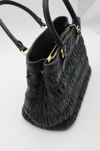 Prada Tessuto Nappa Leather Gaufre Small Tote Black