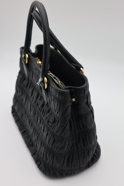 Prada Tessuto Nappa Leather Gaufre Small Tote Black