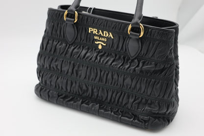 Prada Tessuto Nappa Leather Gaufre Small Tote Black