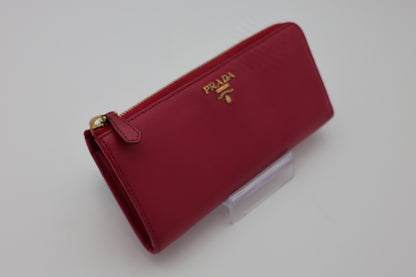 Prada Large Saffiano Leather Wallet Fiery Red