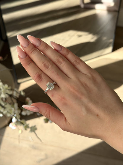 Emerald Cut Diamond Ring in 14k White Gold