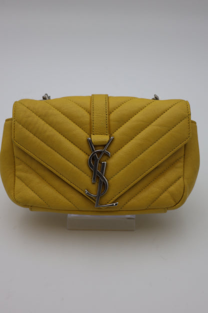 Yves Saint Laurent Classic Baby Monogram Chain Bag Chevron Leather
