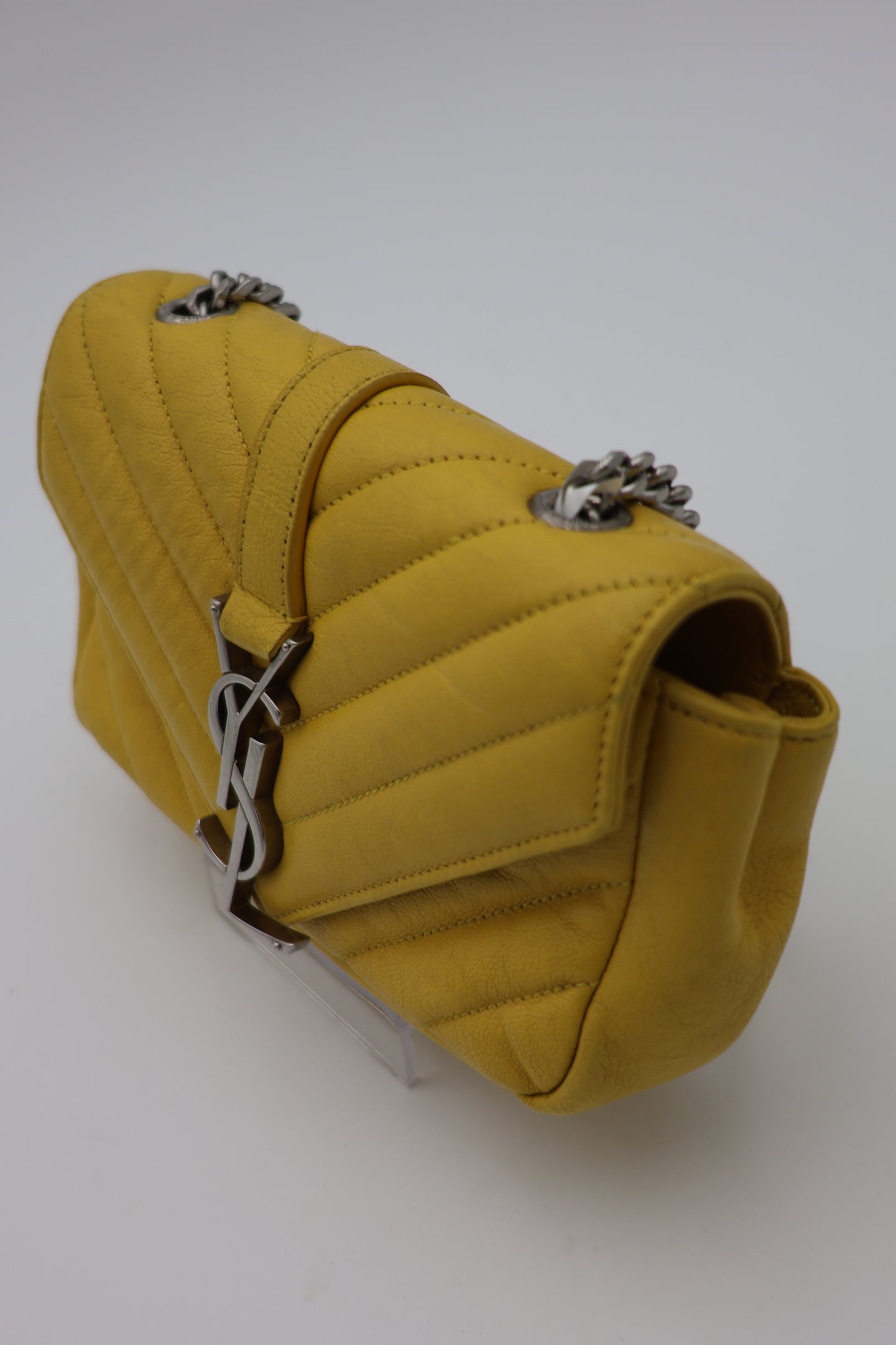 Yves Saint Laurent Classic Baby Monogram Chain Bag Chevron Leather