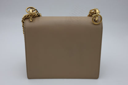 Fendi Scalloped Leather Mini Kan I Floral Studded Chain Shoulder Bag Beige