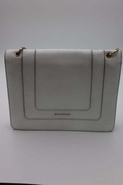 Bvlgari Serpenti Forever Large Square Shoulder Bag Leather in White Agate