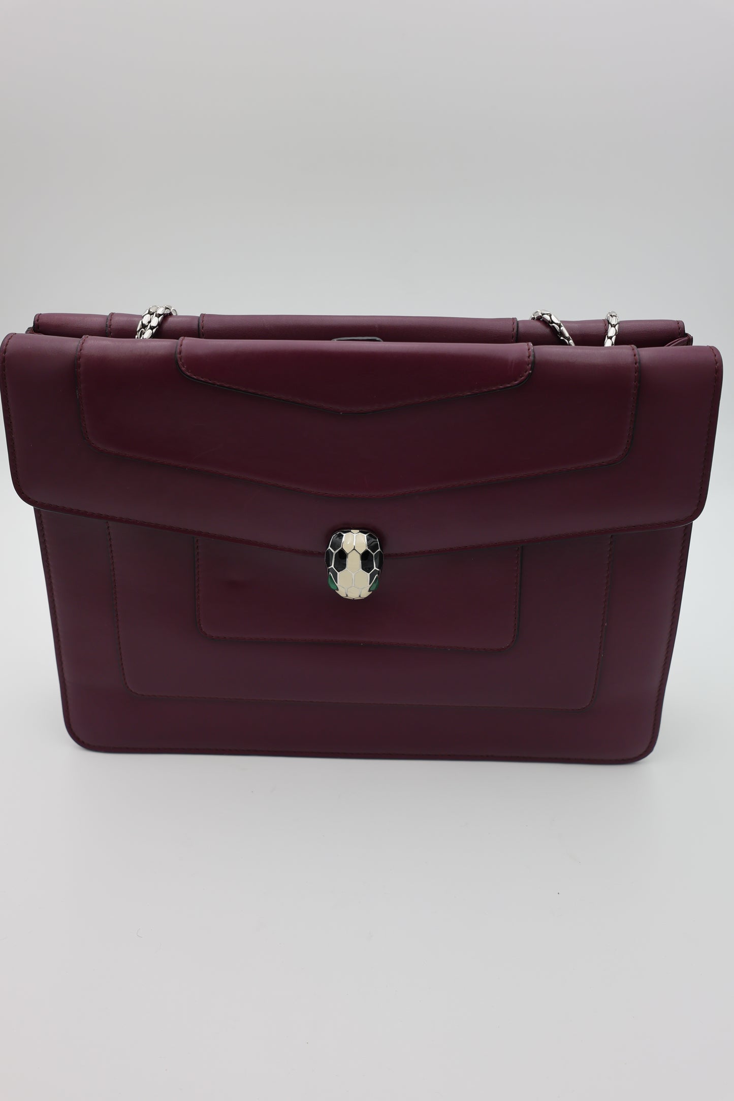 Bvlgari Serpenti Forever Large Shoulder Bag Calf Leather in Aubergine