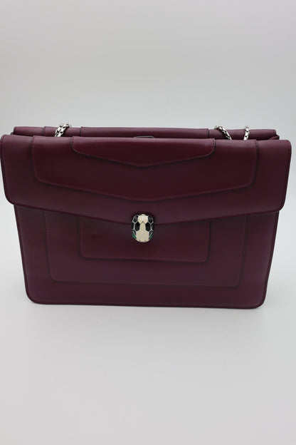 Bvlgari Serpenti Forever Large Shoulder Bag Calf Leather in Aubergine
