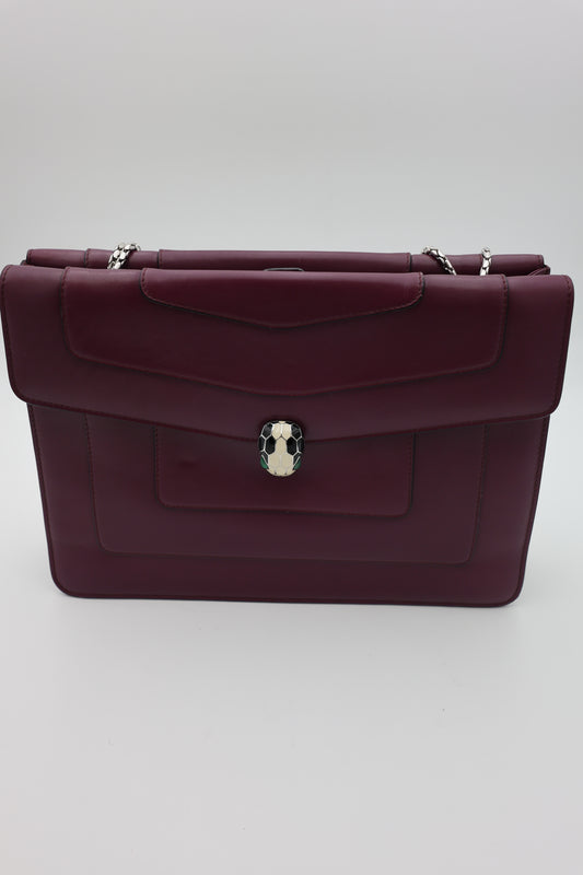 Bvlgari Serpenti Forever Large Shoulder Bag Calf Leather in Aubergine