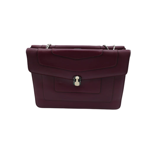Bvlgari Serpenti Forever Large Shoulder Bag Calf Leather in Aubergine