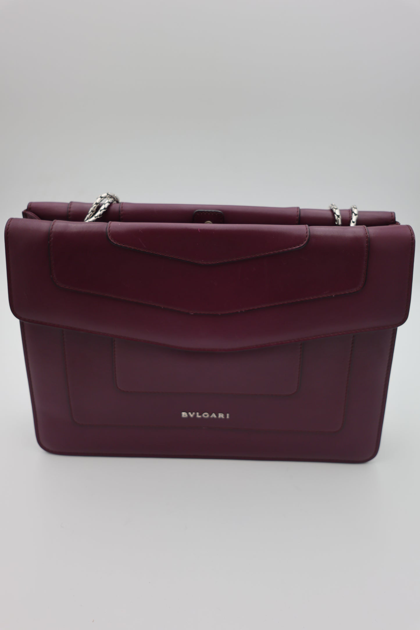 Bvlgari Serpenti Forever Large Shoulder Bag Calf Leather in Aubergine