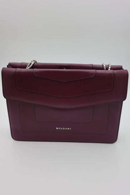 Bvlgari Serpenti Forever Large Shoulder Bag Calf Leather in Aubergine