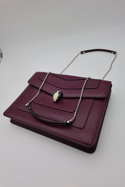 Bvlgari Serpenti Forever Large Shoulder Bag Calf Leather in Aubergine