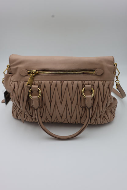 Miu Miu Nappa Matelassé Top Handle Bag Cammeo