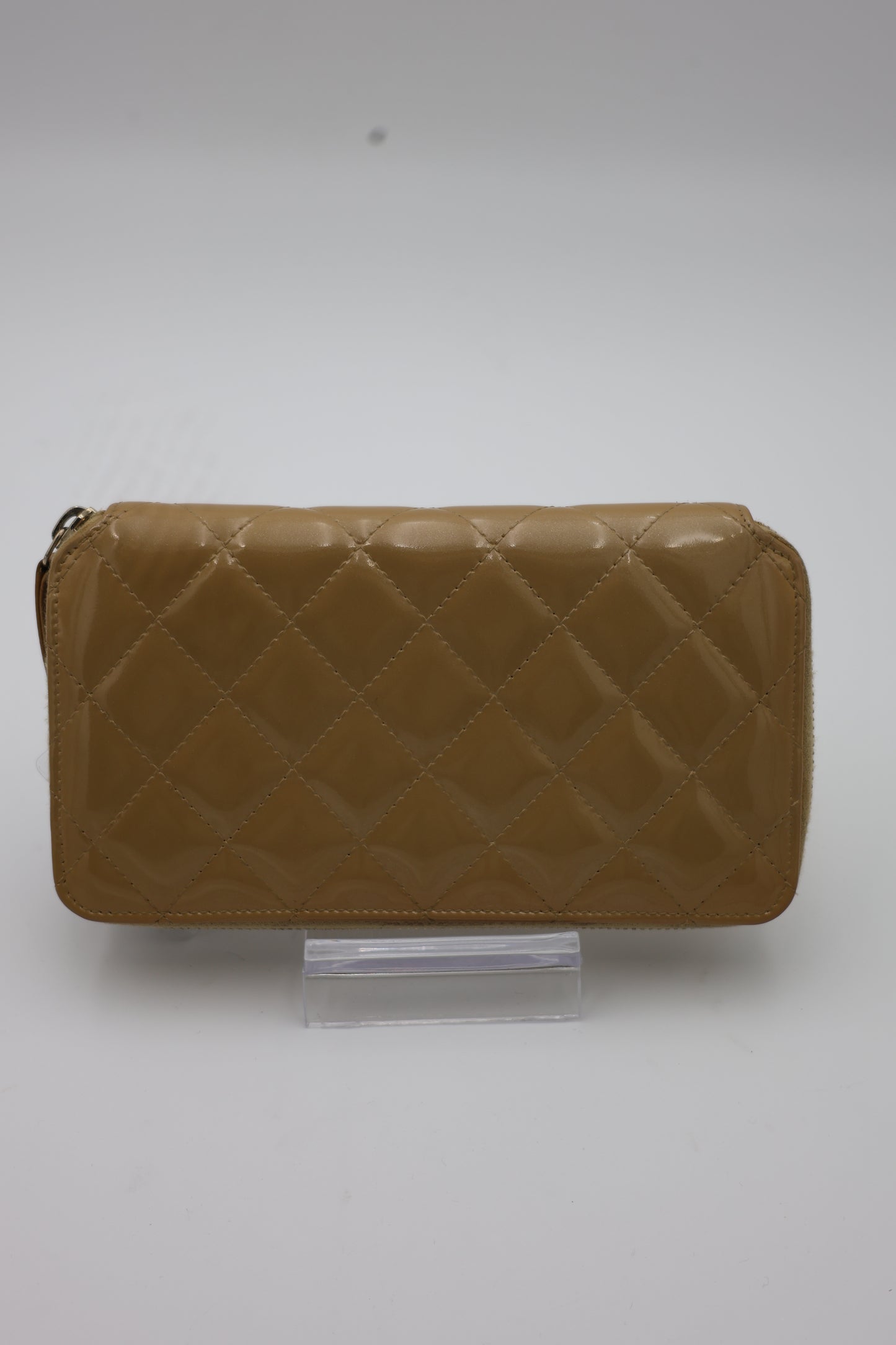 Chanel Matelassé Gold Patent Leather Zip-Around Wallet