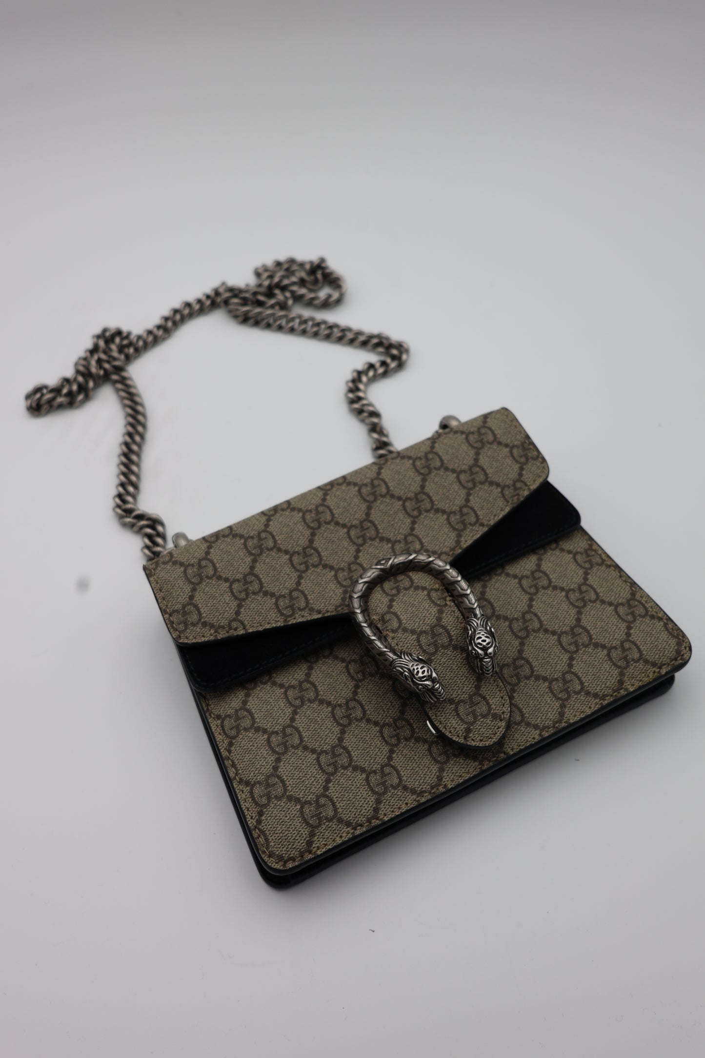Gucci Mini Dionysus Shoulder Bag Ebony Black GG Supreme