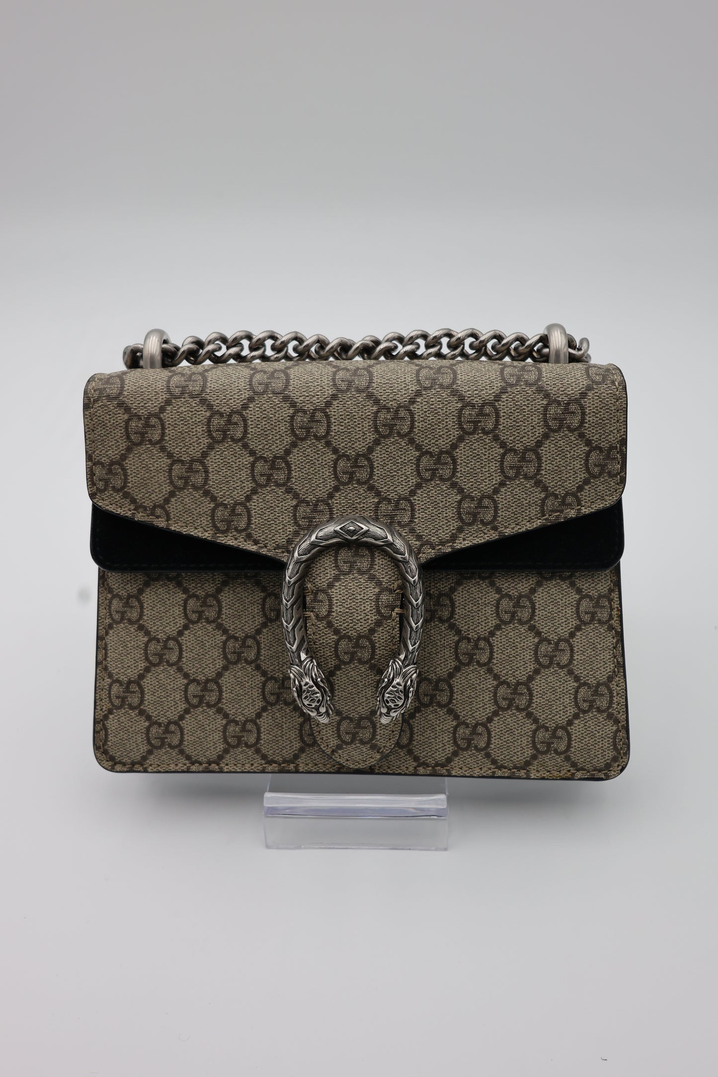 Gucci Mini Dionysus Shoulder Bag Ebony Black GG Supreme