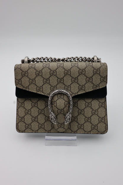 Gucci Mini Dionysus Shoulder Bag Ebony Black GG Supreme