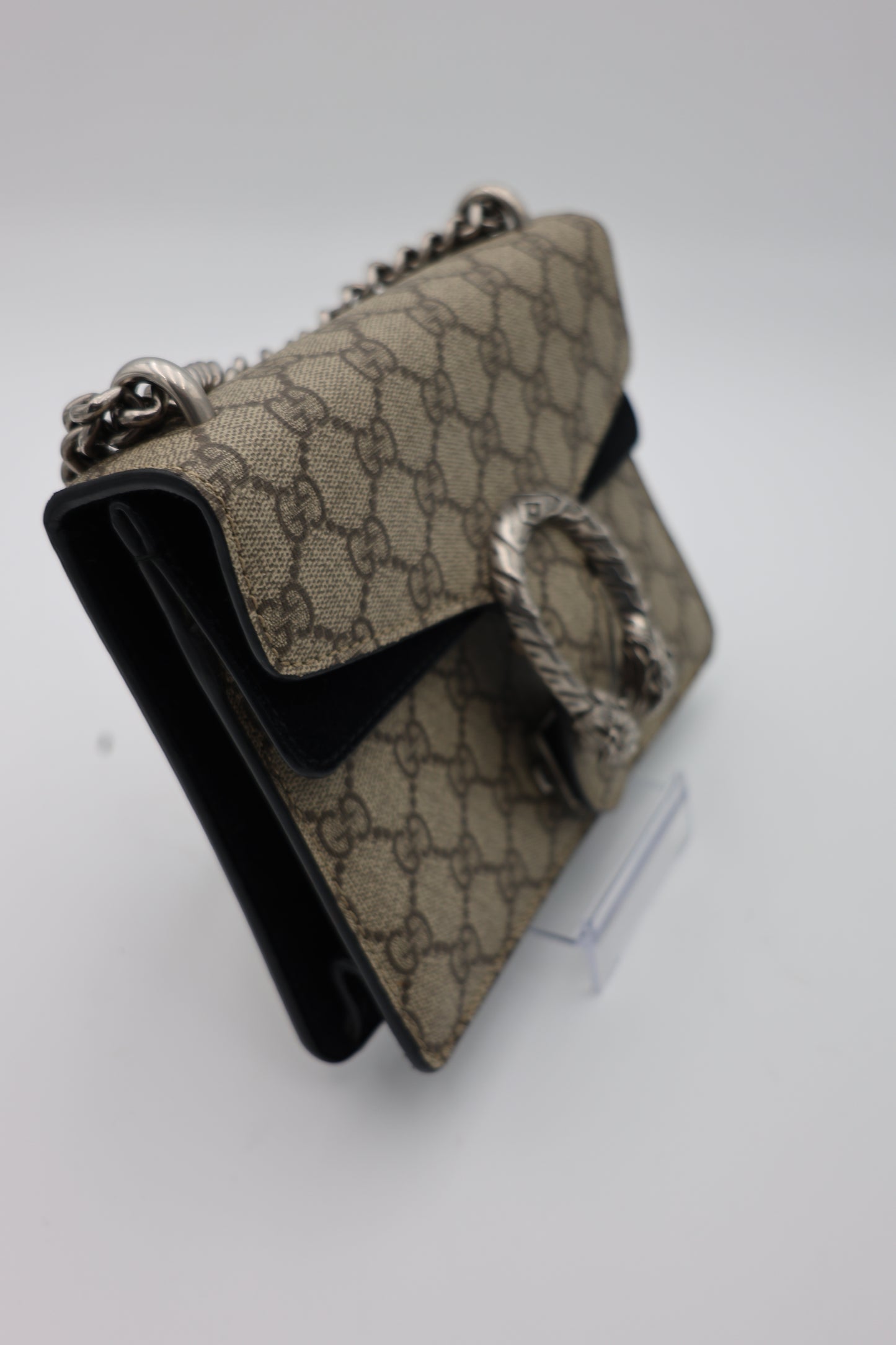 Gucci Mini Dionysus Shoulder Bag Ebony Black GG Supreme