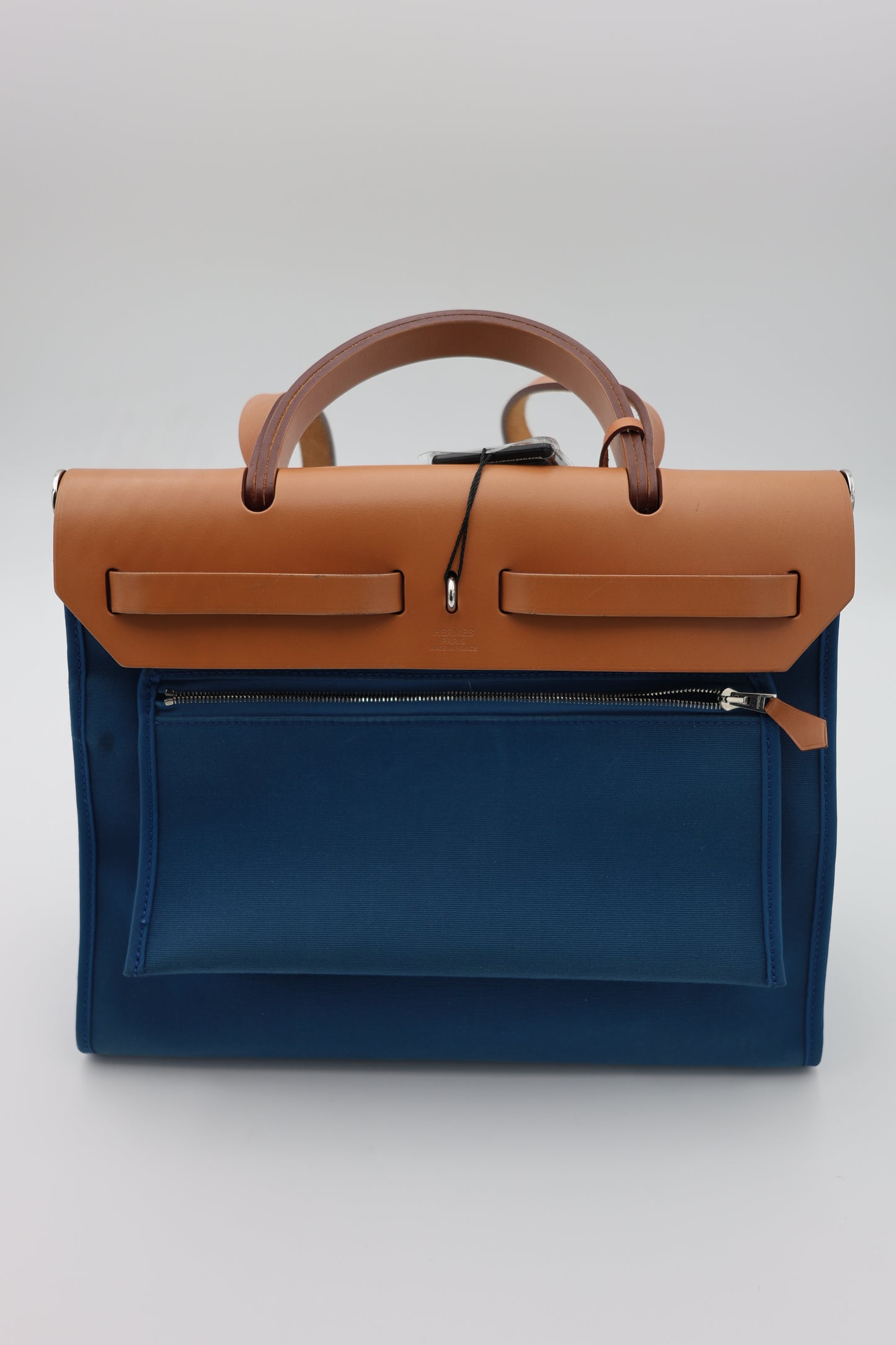 Hermès Herbag Zip 31 Bleu France Toile Militaire & Vache Hunter Leather