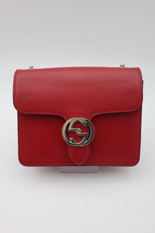 Gucci Interlocking G Small Shoulder Bag Red