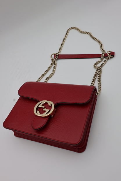 Gucci Interlocking G Small Shoulder Bag Red