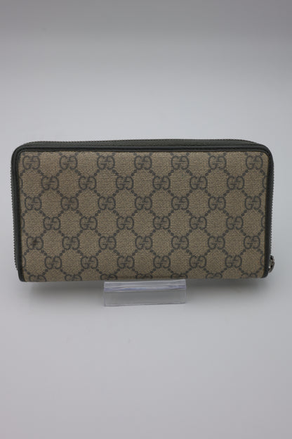Gucci GG Supreme Zip Around Wallet Gray Accent