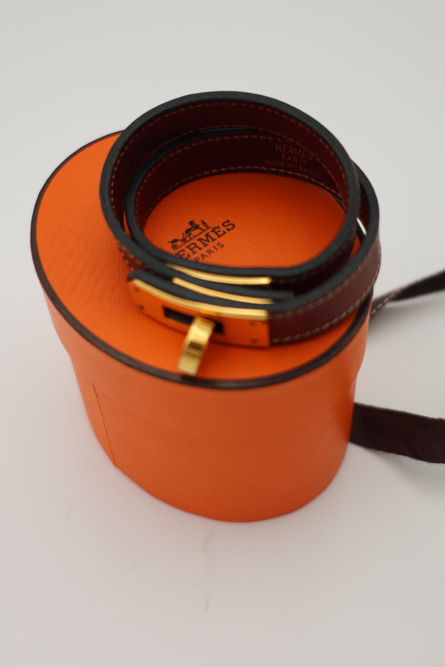 Hermès Kelly Double Tour Bracelet Maroon Epsom Calfskin GHW