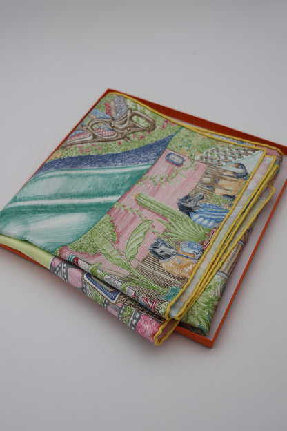 Hermès City of Light Scarf 90 Jaune / Céladon / Rose