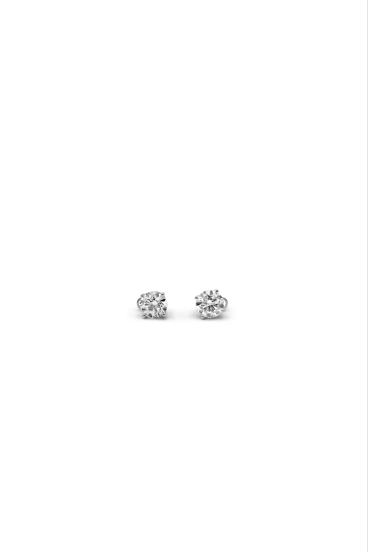 Round Brilliant 2-Carat Diamond Stud Earrings in 14k Gold