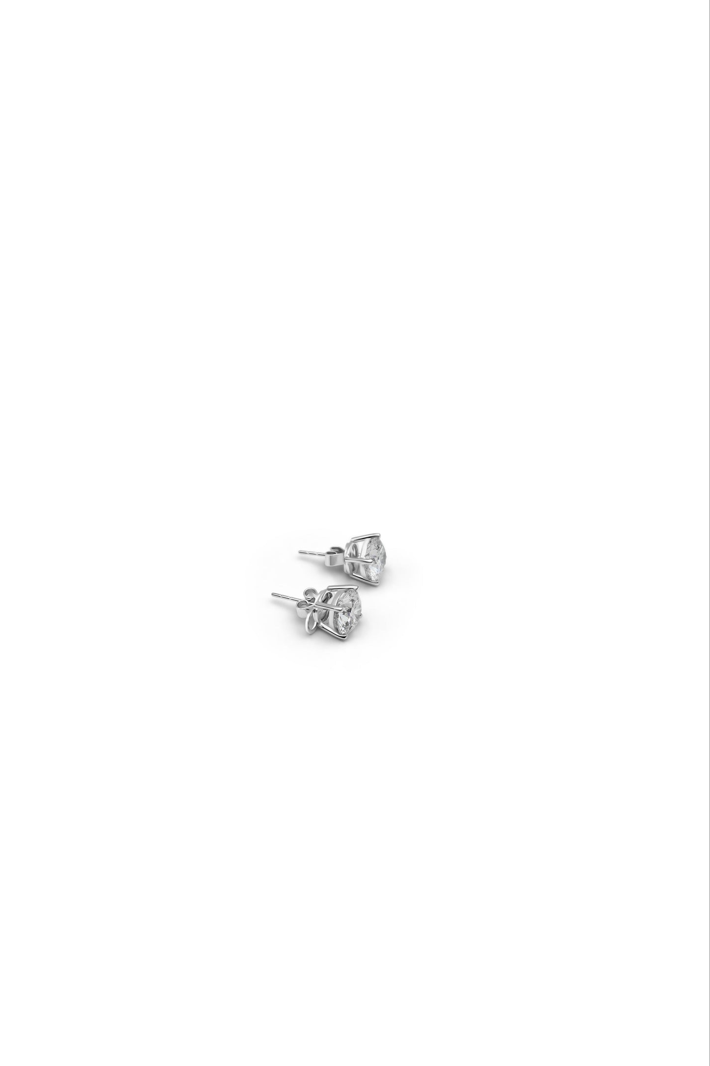 Round Brilliant 2-Carat Diamond Stud Earrings in 14k Gold