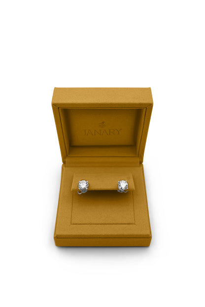 Round Brilliant 2-Carat Diamond Stud Earrings in 14k Gold