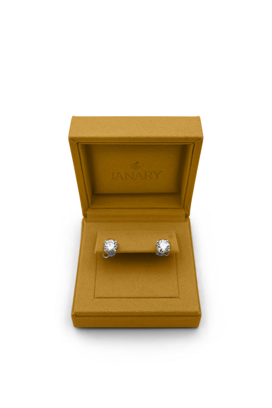 Round Brilliant 2-Carat Diamond Stud Earrings in 14k Gold
