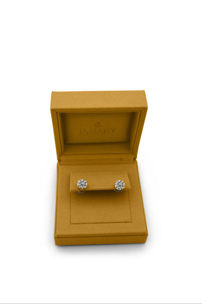 Round Brilliant 2-Carat Diamond Stud Earrings in 14k Gold