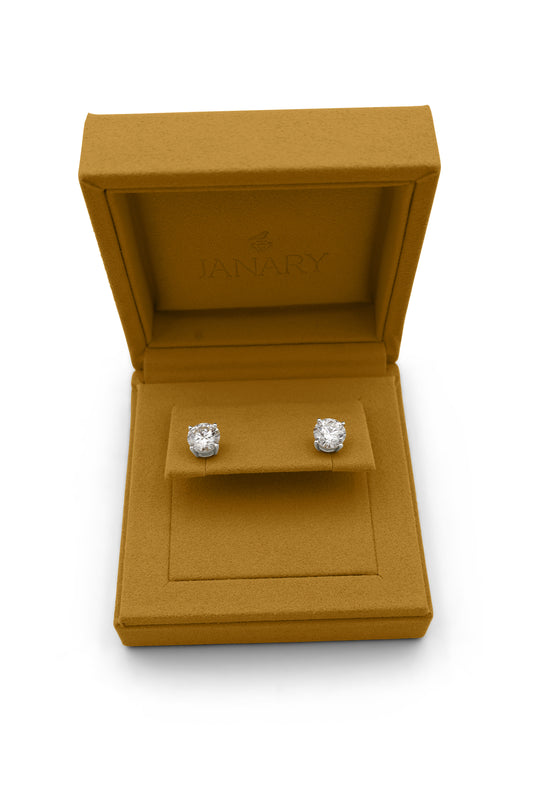 Round Brilliant 6-Carat Diamond Stud Earrings in 14k Gold
