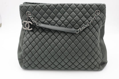 Chanel Iridescent Calfskin New Bubble Quilt Tote In Dark Gray