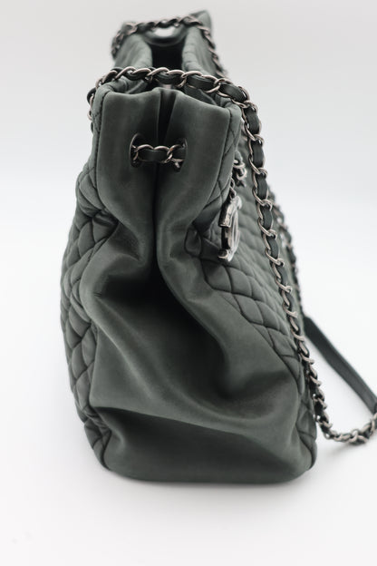 Chanel Iridescent Calfskin New Bubble Quilt Tote In Dark Gray
